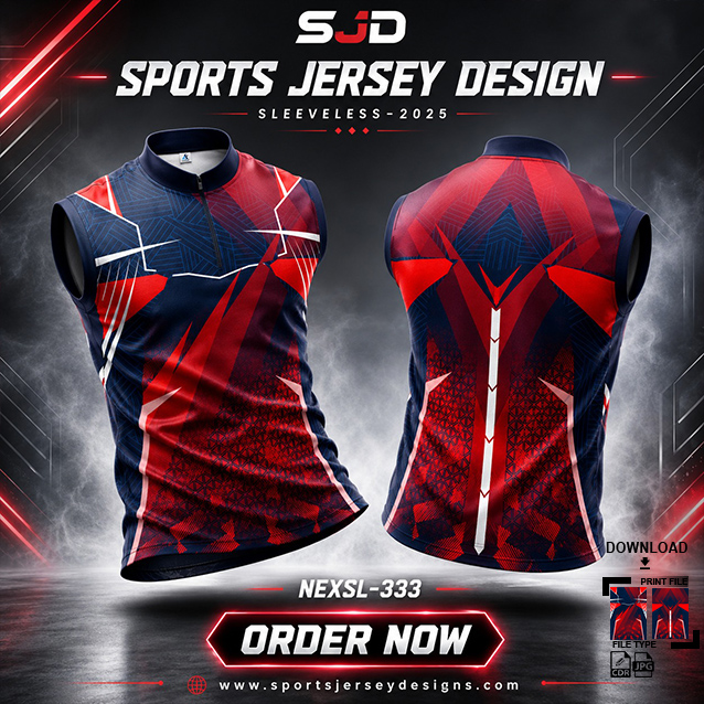 NEXSL-333 RED AND NAVY BLUE COMBINATION SPORTSWEAR SUBLIMATION JERSEY DESIGN